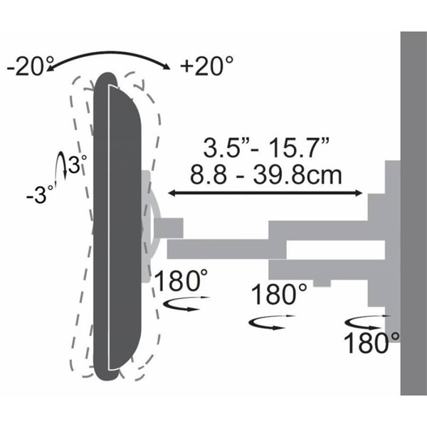 SBOX LCD-443 fali konzol, dönthető, forgatható, 23"-55", 400x400, max 30 kg