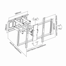 SBOX PLB-3769 fali konzol, 60"-100", 600x900, max 80 kg