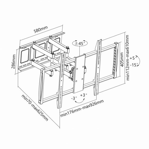 SBOX PLB-3769 fali konzol, 60"-100", 600x900, max 80 kg