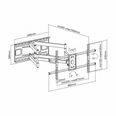 SBOX Fali konzol PLB-4986, WALL MOUNT (43-90", max. 80kg, max.VESA: 800x400 mm)