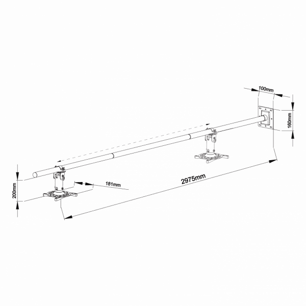 SBOX Fali projektor tartó konzol PM-300-3.0, forgatható, dönthető, max 15 kg