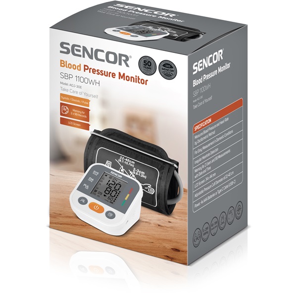 SENCOR SBP 1100WH Digitális vérnyomásmérő, Fehér