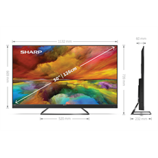 SHARP Android TV 4K UHD, 50" 4K ULTRA HD QUANTUM DOT SHARP ANDROID TV™ (50EQ3EA), Fekete