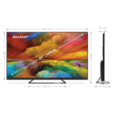 SHARP Android TV 4K UHD, 65" 4K ULTRA HD QUANTUM DOT SHARP ANDROID TV™ (65EQ3EA), Fekete