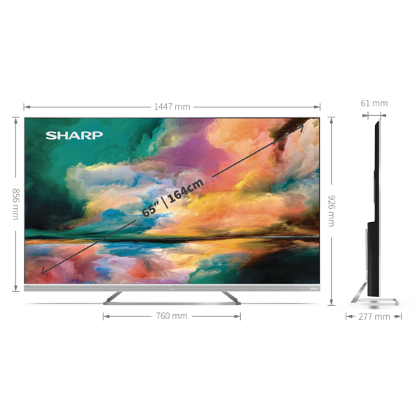 SHARP Android TV 4K UHD, 65" 4K ULTRA HD QUANTUM DOT SHARP ANDROID TV™ (65EQ4EA), Ezüst