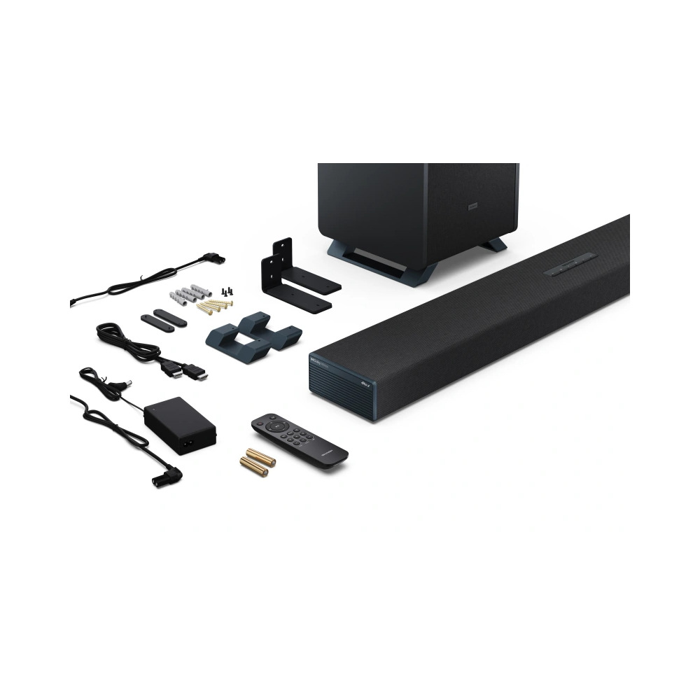 Sharp Speakers HT-SBW53121(SL) Q 3.1.2 Dolby Atmos/ DTS:X Soundbar with Wireless Subwoofer, Silver | (182 W, 3.1.2 Canale Sharp Speakers HT-SBW53121(SL) Q 3.1.2 Dolby Atmos/ DTS:X Soundbar with Wireless Subwoofer, Silver | (182 W, 3.1.2 Canale