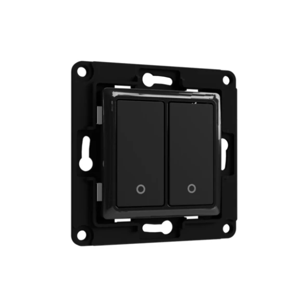 SHELLY Fali Villanykapcsoló, 2 Gombos, fekete - SHELLY WALL SWITCH 2XBTN BLACK