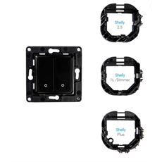 SHELLY Fali Villanykapcsoló, 2 Gombos, fekete - SHELLY WALL SWITCH 2XBTN BLACK