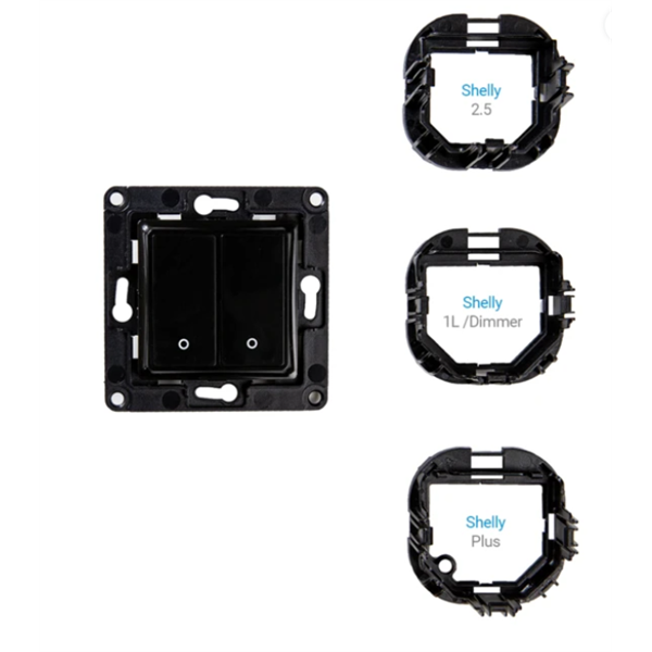 SHELLY Fali Villanykapcsoló, 2 Gombos, fekete - SHELLY WALL SWITCH 2XBTN BLACK
