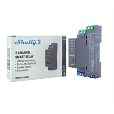 SHELLY Okosrelé, 16A, WiFi + Ethernet, 2 Áramkörös, DIN-sínre szerelhető - SHELLY PRO 2