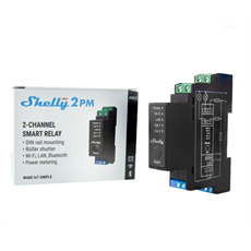 SHELLY Okosrelé, 16A, WiFi + Ethernet, 2 Áramkörös, Fogyasztásmérővel, DIN-sínre szerelhető - SHELLY PRO 2PM