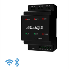 SHELLY Okosrelé, WiFi + Ethernet, 3 Áramkörös, DIN-sínre szerelhető - SHELLY PRO 3