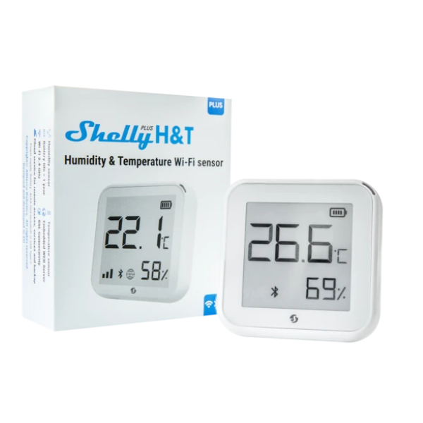 SHELLY Páratartalom és Hőmérséklet Szenzor, Bluetooth-os, WiFi-s - SHELLY PLUS H&T