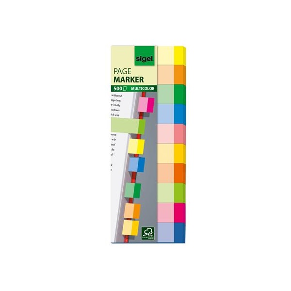 SIGEL Jelölőcímke, papír, 10x50 lap, 15x50 mm, SIGEL "Multicolor", vegyes szín