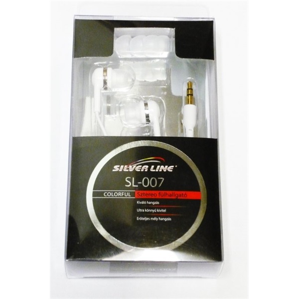 SILVERLINE Fülhallgató, SL-007, 3.5mm jack, fehér