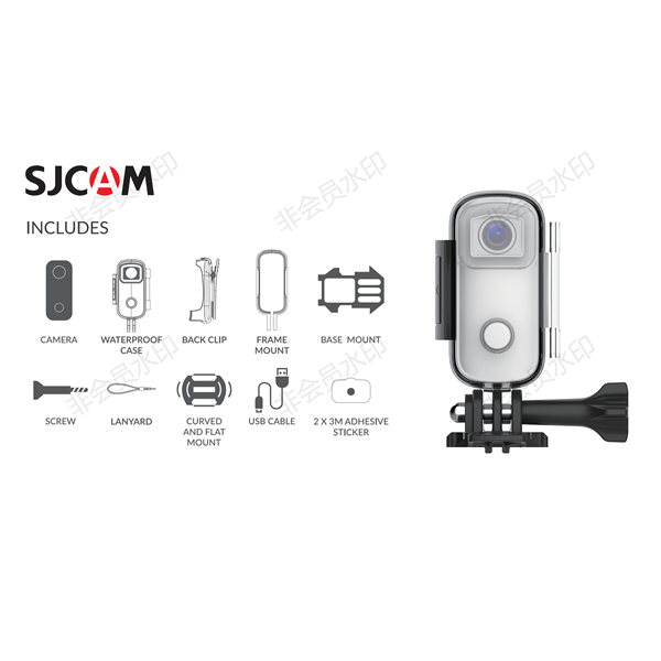 SJCAM Pocket Action Camera C100, Black, WIFI, 1080p, vízálló tokkal 30m - ig, mikro USD, portré mód