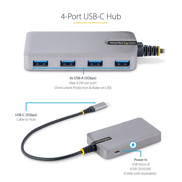 STARTECH USB-C HUB 4xUSB, 30cm kábel