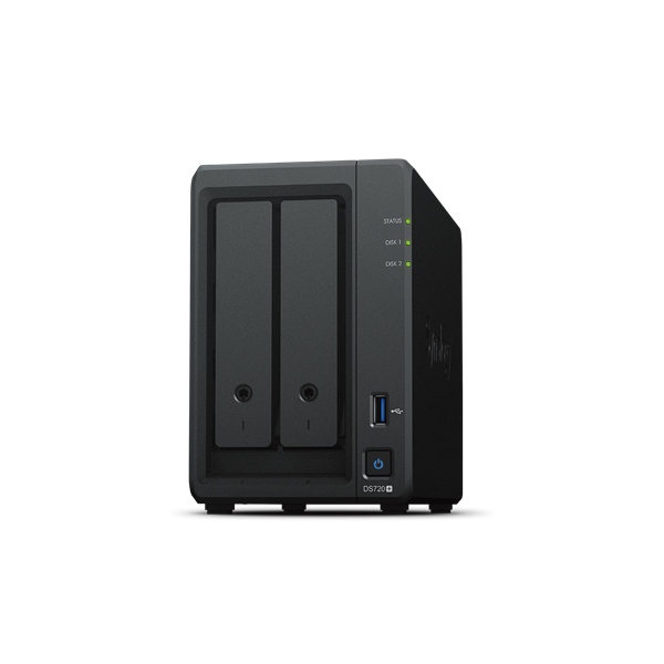 SYNOLOGY NAS 2 fiókos DS720+ Intel Celeron J4125 4x2GHz, 2GB DDR4 RAM, 2x1000Mbit, 1xeSATA