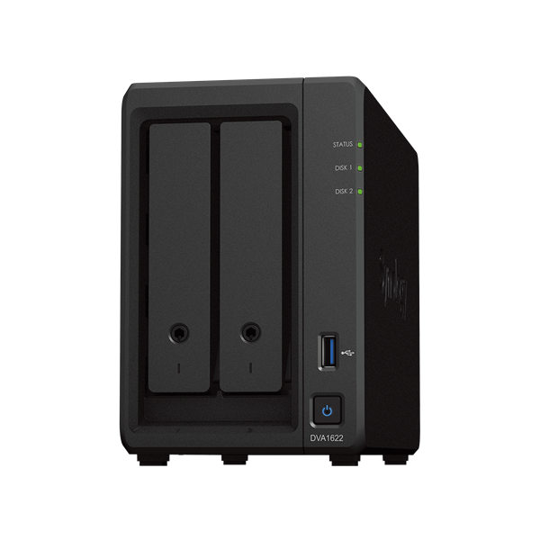 SYNOLOGY NAS 2 fiókos DVA1622 NVR Intel Celeron J4125 4x2,7GHz, 6GB DDR4, 1x1GbE, 2xUSB3.0, HDMI