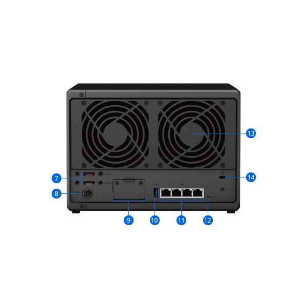 SYNOLOGY NAS 5 Fiókos AMD Ryzen R1600 2x2,6GHz, 8GB DDR4, 4x1GbE, 2xUSB3.2 - DS1522+