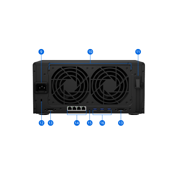 SYNOLOGY NAS 8 fiókos DS1821+ AMD Ryzen V1500B 4x2,2GHz, 8GB DDR4, 4x1GbE, 2xeSATA