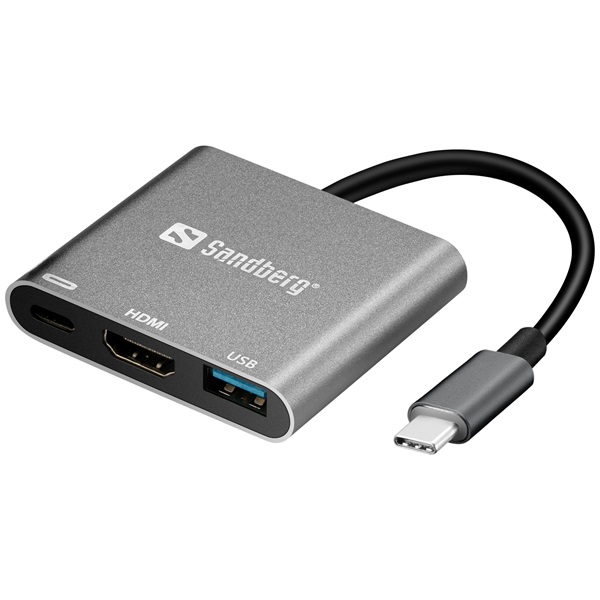 SANDBERG USB-C dokkoló, USB-C Mini Dock HDMI+USB