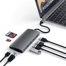 Satechi Aluminium TYPE-C Multi-Port Adapter (HDMI 4K,3x USB 3.0,MicroSD,Ethernet) - Space Grey