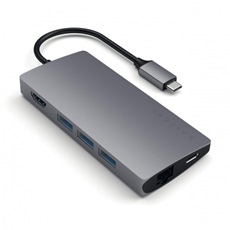 Satechi Aluminium TYPE-C Multi-Port Adapter (HDMI 4K,3x USB 3.0,MicroSD,Ethernet) - Space Grey