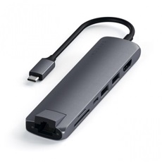 Satechi Aluminium Type-C Slim Multiport, 1xHDMI 4K,2x USB-A,1x SD,1x Ethernet, USB-C(60W) - Space Grey