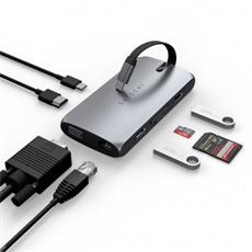 Satechi USB-C On the go adapter (1xUSB-C PD, 1x G.Ethernet,1x 4K HDMI,1x VGA,1x USB-A,1x USB-C, micro/SD) - Space Grey