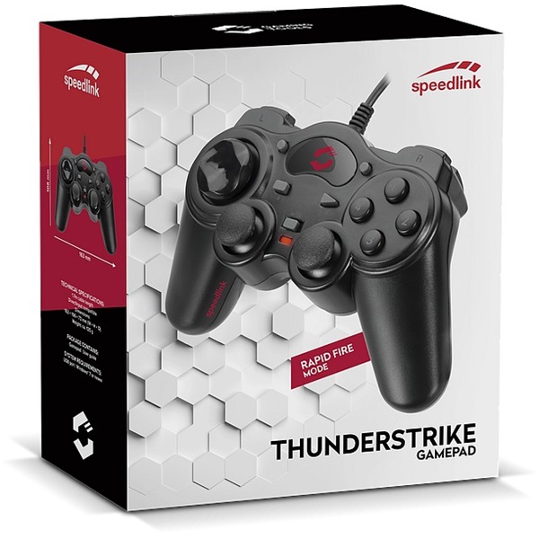 Speedlink SL-6515-BK THUNDERSTRIKE vezetékes PC Gamepad, fekete