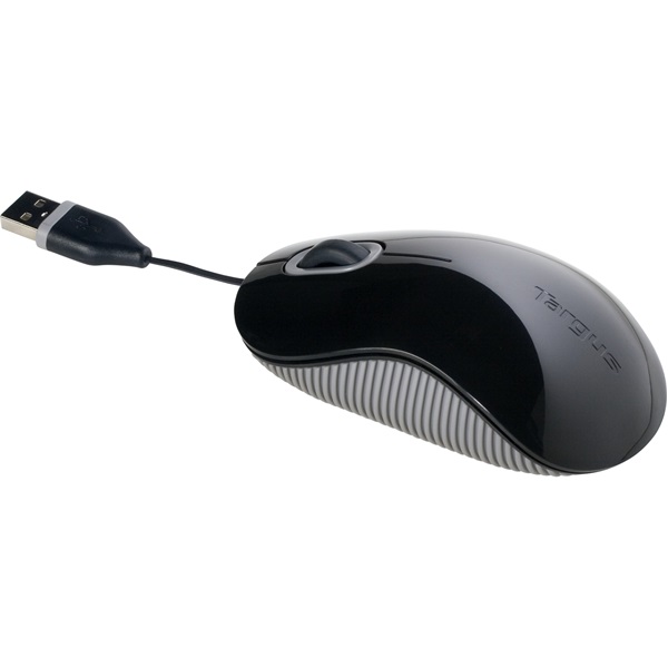 TARGUS Vezetékes egér AMU76EU, Cord-Storing Optical Mouse - Black