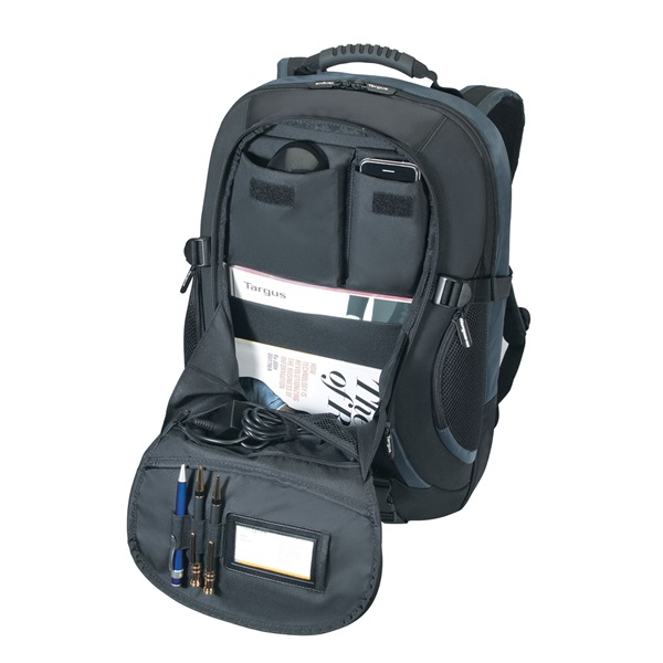 TARGUS Notebook hátizsák TCB001EU, Atmosphere 17-18" XL Laptop Backpack - Black/Blue