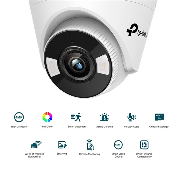 TP-LINK IP Kamera beltéri éjjellátó 4 Megapixel, 2.8mm Objektív, VIGI C440(2.8MM)