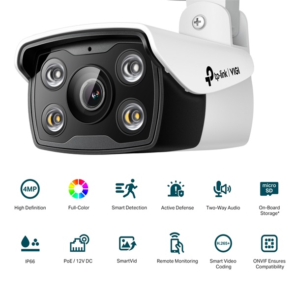 TP-LINK IP Kamera kültéri éjjellátó 4 Megapixel, 4mm Objektív, VIGI C340(4mm)
