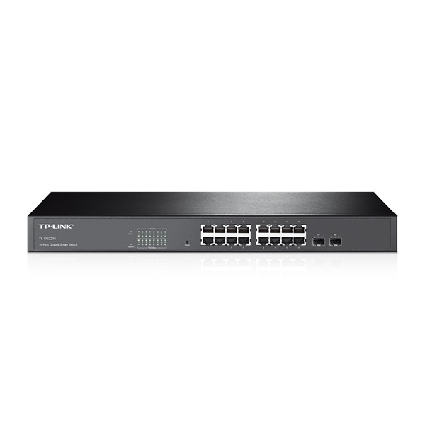 TP-LINK Switch 16x1000Mbps + 2xGigabit SFP Menedzselhető, T1600G-18TS(TL-SG2216)