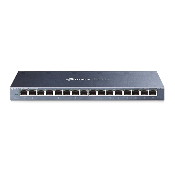 TP-LINK Switch 16x1000Mbps Fémházas Rackes, TL-SG116