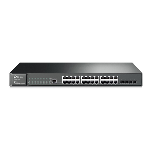 TP-LINK Switch 24x1000Mbps + 4xGigabit SFP + 2 konzol port, Menedzselhető, T2600G-28TS(TL-SG3424)