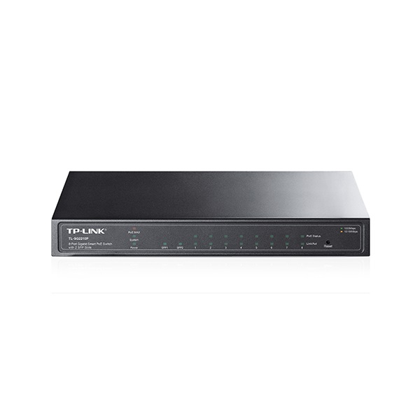 TP-LINK Switch 8x1000Mbps (8xPOE) + 2xSFP, Menedzselhető, SG2210P