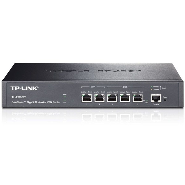 TP-LINK Vezetékes VPN Router 2xWAN(1000Mbps) + 1xLAN(1000Mbps) + 1xLAN/DMZ(1000Mbps) + 1 konzol port, TL-ER6020