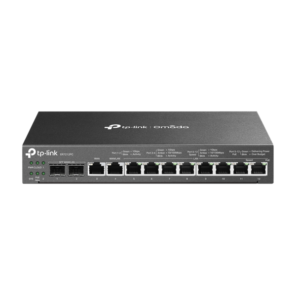 TP-LINK Vezetékes VPN Router 1xWAN(1000Mbps) + 1xWAN/LAN(1000Mbps) + 8xLAN(1000Mbps) + 2xSFP WAN/LAN(1000Mbps), ER7212PC