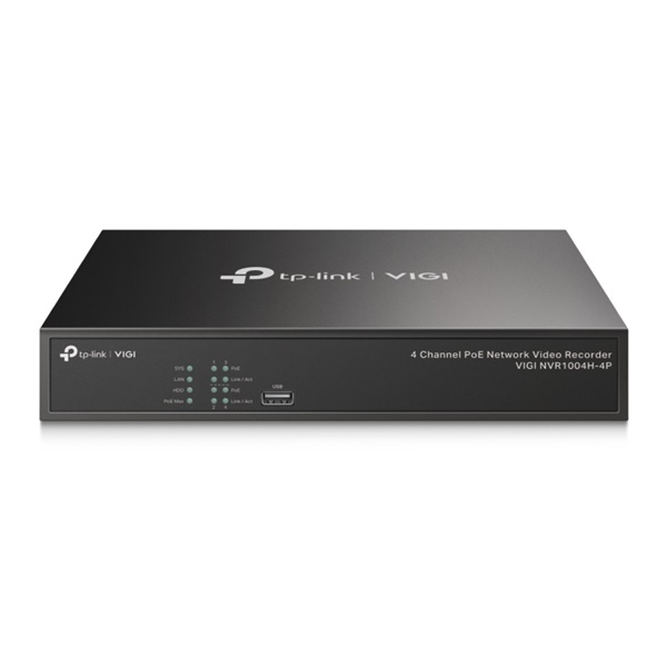 TP-LINK Video Recorder 4 csatornás POE+ + 1x2TB HDD, VIGI NVR1004H-4P-2TB