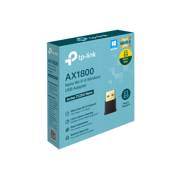 TP-LINK Wireless Adapter USB Dual Band AX1800, ARCHER TX20U Nano