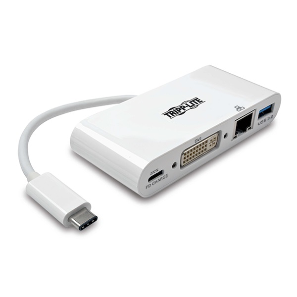 TRIPP LITE USB-C adapter, DVI, USB-A Port, Gbe and PD Charging, fehér