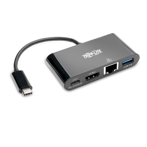 TRIPP LITE USB-C adapter, multiport, 4K HDMI, USB-A Port, GbE, 60W PD töltés, HDCP, Black