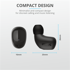 TRUST Bluetooth vezetékmentes fülhallgató 23555 (Nika Compact Bluetooth Wireless Earphones - black)