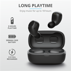 TRUST Bluetooth vezetékmentes fülhallgató 23555 (Nika Compact Bluetooth Wireless Earphones - black)