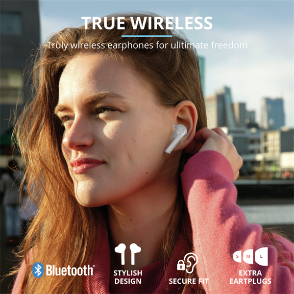 TRUST Bluetooth vezetékmentes fülhallgató 23705 (Nika Touch Bluetooth Wireless Earphones - white)