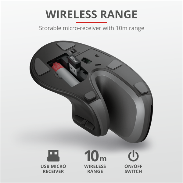 TRUST Ergonomikus vezeték nélküli egér 23507 (Verro Ergonomic Wireless Mouse)