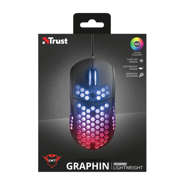 TRUST Gaming Vezetékes könnyű RGB egér 23758 (GXT 960 Graphin Ultra-lightweight Gaming Mouse)